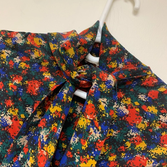 Vintage St Laurent Rive Gauche Print Silk Blouse - Picture 2 of 9